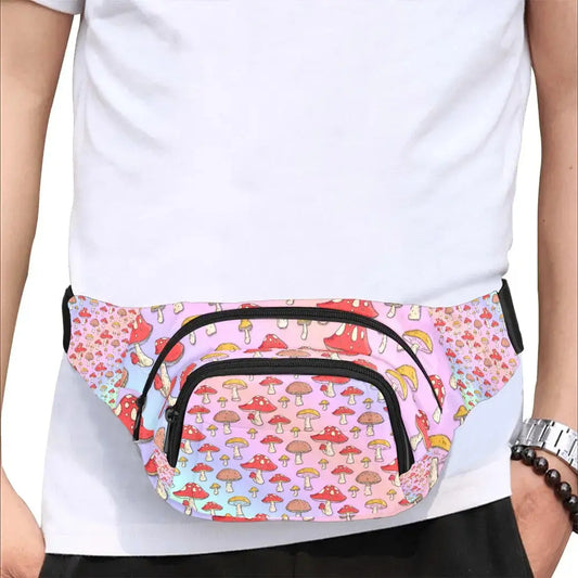 Holographic Mushrooms Ultimate Festival Fanny Pack Travel Sling Bag for Men Women Unisex Festival Drip
