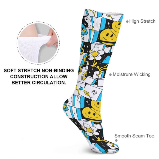 Acid Wave 5 Pack Sweat-Proof Odor-Resistant Breathable Large Socks Festival Drip