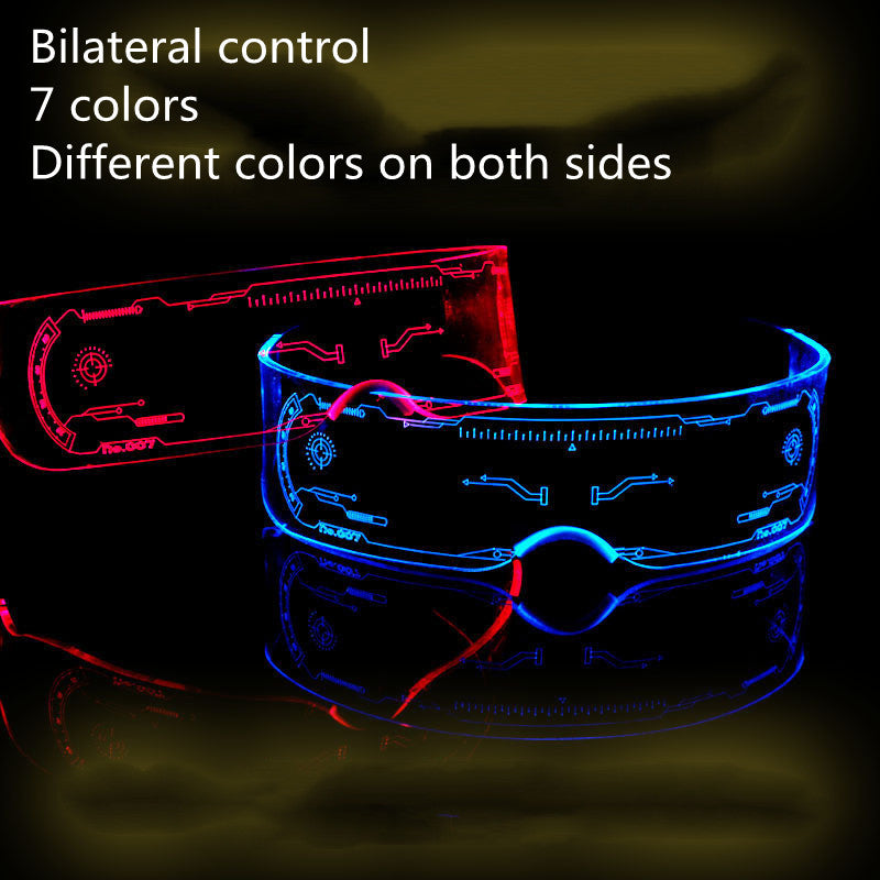 Light-Up Festival Goggles showing LED display close-up