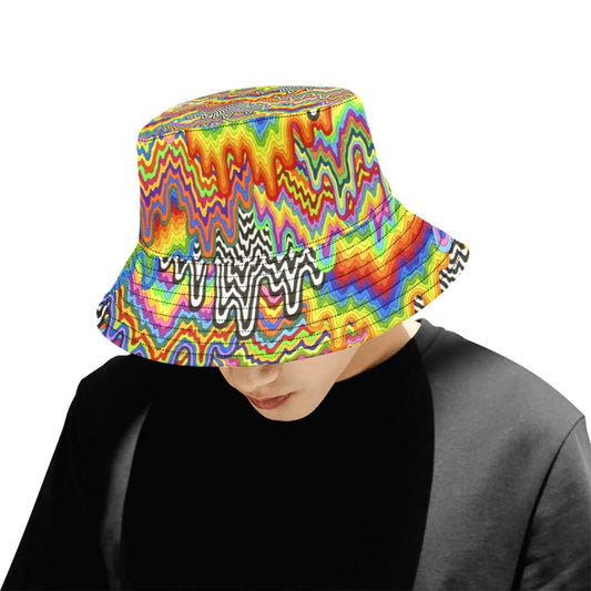 Brain Melt Drippy Rainbow Psychedelic Unisex Summer Bucket Hat Festival Drip