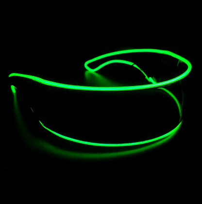 Cyber Visor LED Rave Glasses in Green / Black