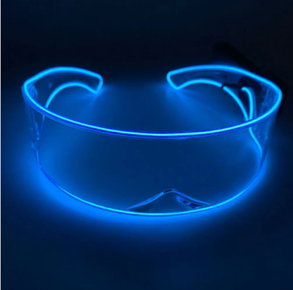 Cyber Visor LED Rave Glasses in Dark Blue / White