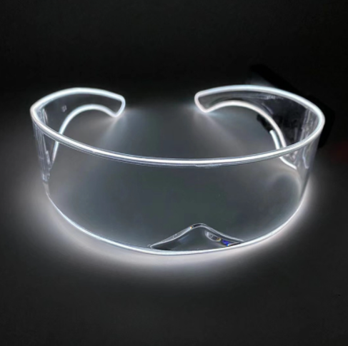 Cyber Visor LED Rave Glasses in White / White