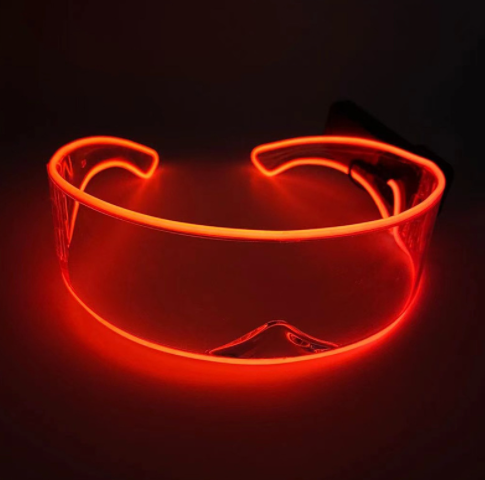 Cyber Visor LED Rave Glasses in Red / White