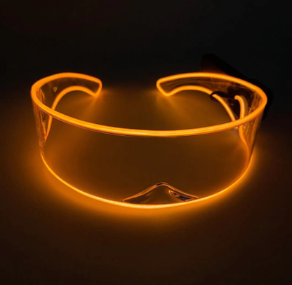 Cyber Visor LED Rave Glasses in Orange / White
