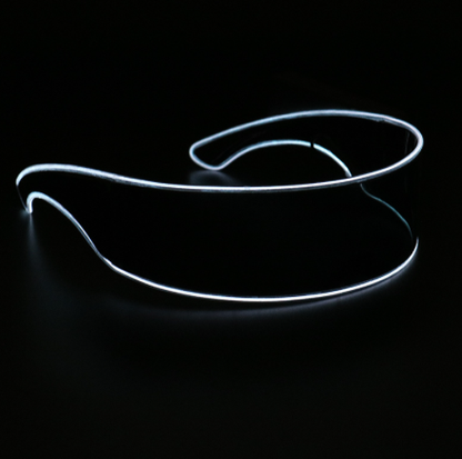 Cyber Visor LED Rave Glasses in White / Black
