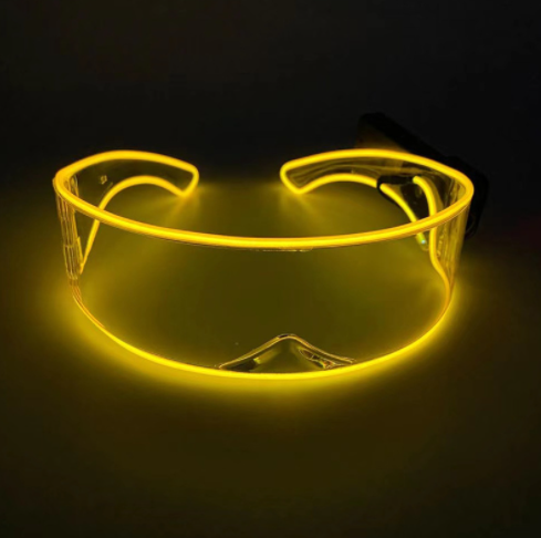 Cyber Visor LED rave glasses glowing yellow