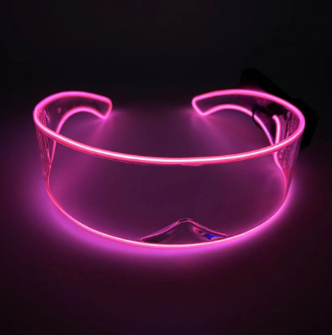 Cyber Visor LED rave glasses glowing pink