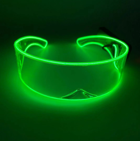 Cyber Visor LED rave glasses glowing green