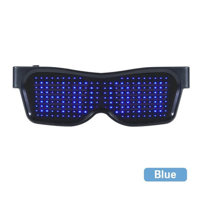 LED Pixel Rave Glasses in Blue light