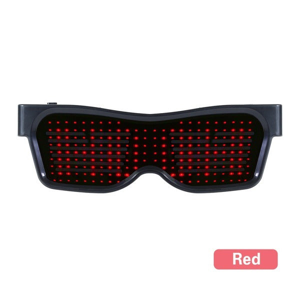LED Pixel Rave Glasses in Red light