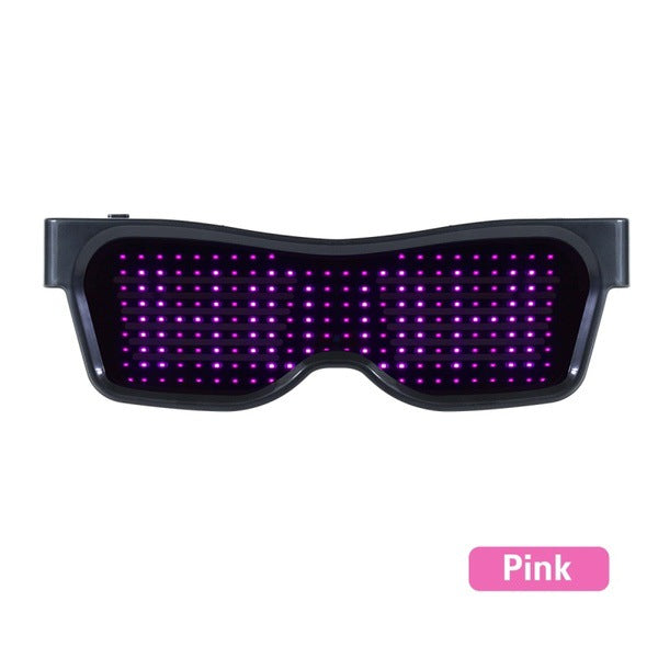 LED Pixel Rave Glasses in Pink light
