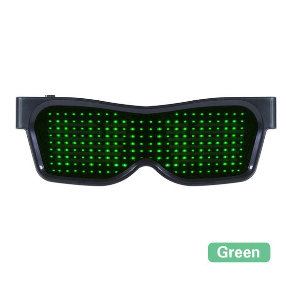 LED Pixel Rave Glasses in Green light