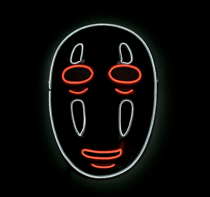 Silent Spirit LED neon rave mask glowing in the dark