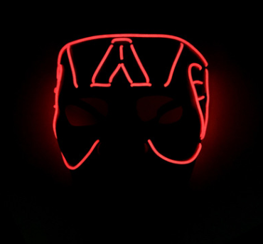 Red Phantom LED neon rave mask glowing in the dark