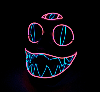 Third Eye LED neon rave mask glowing in the dark