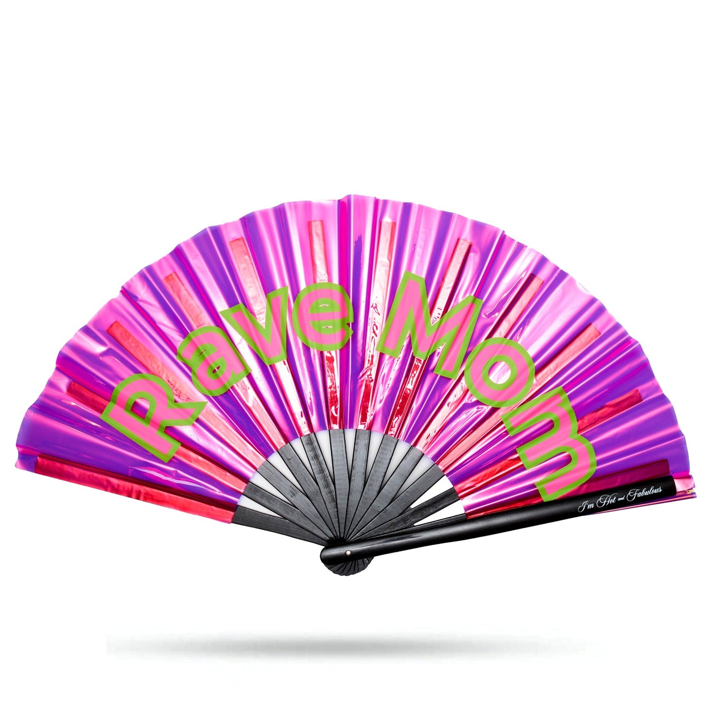 Holographic Pink Rave Mom XL Hand Fan
