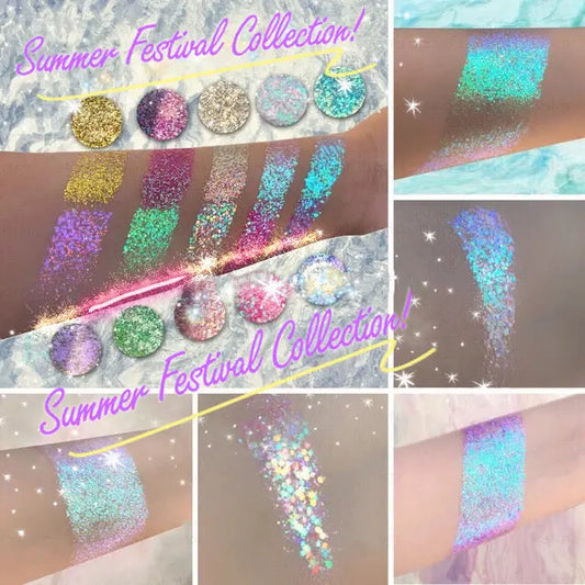 MINTY WATERLILY *LMT EDT* Summer Festival Pressed Glitter inkeddollcosmetics