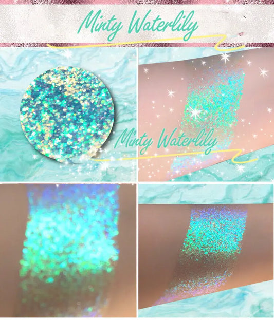 MINTY WATERLILY *LMT EDT* Summer Festival Pressed Glitter inkeddollcosmetics