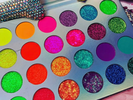 NEON LIGHTS (24PC) *BLACKLIGHT!* Pigment/Glitter Pallete! inkeddollcosmetics