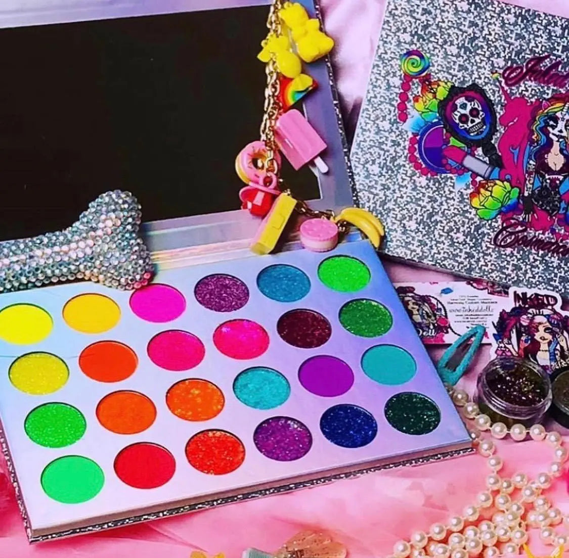 NEON LIGHTS (24PC) *BLACKLIGHT!* Pigment/Glitter Pallete! inkeddollcosmetics