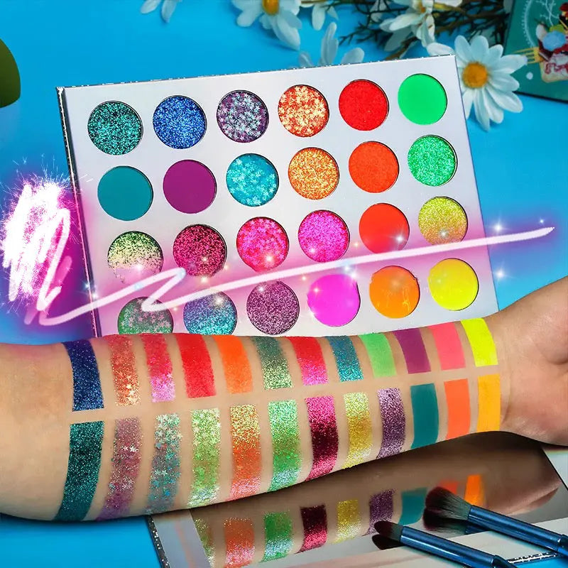 NEON LIGHTS (24PC) *BLACKLIGHT!* Pigment/Glitter Pallete! inkeddollcosmetics