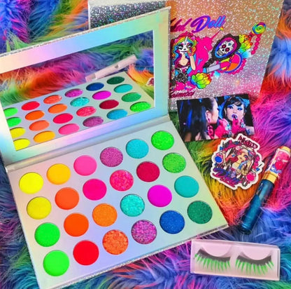 NEON LIGHTS (24PC) *BLACKLIGHT!* Pigment/Glitter Pallete! inkeddollcosmetics