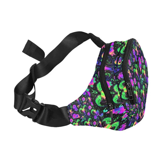 Ultimate Festival Fanny Pack Psychedelic Blacklight Glow Waist Travel Sling Bag for Men Women Unisex Festival Drip