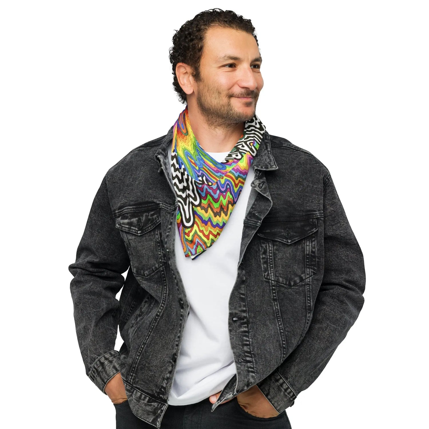 Psychedelic Rave Bandana Reversable Sweat Resistant Face Mask for Music Festivals Men Women Festival Drip