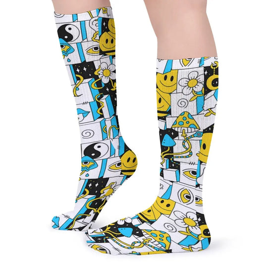 Acid Wave 5 Pack Sweat-Proof Odor-Resistant Breathable Large Socks Festival Drip
