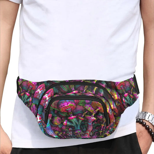 3D Psychedelic Mushrooms Ultimate Festival Fanny Pack Travel Sling Bag for Men Women Unisex Festival Drip