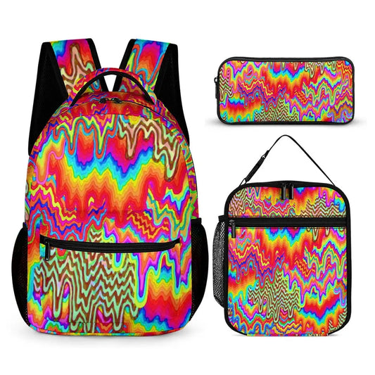 Psychedelic Backpack with Free Lunchbox and Travel Bag Included Festival Drip